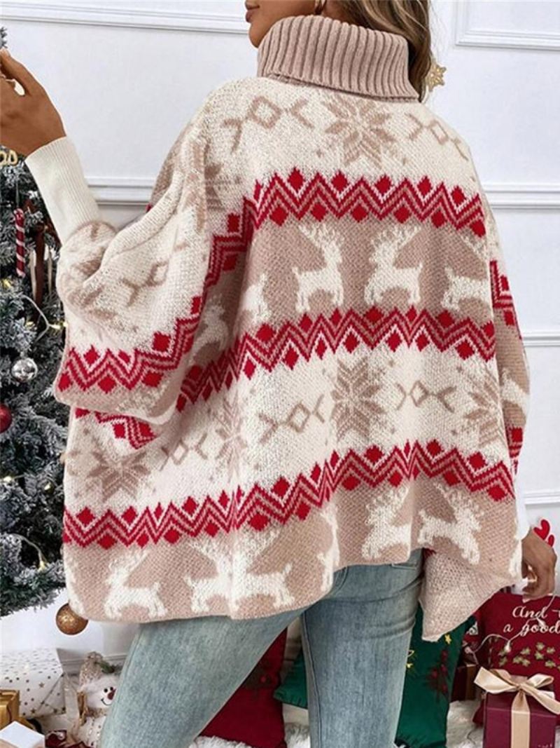 Rode Losse Tunieksweater Met Polohals Vleermuismouwen Damestrui - Rood