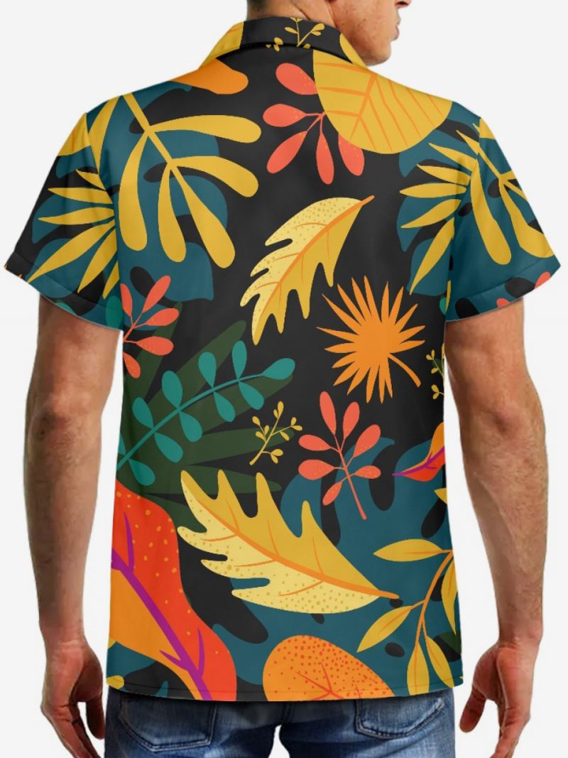 Hawaii-shirt Met Korte Mouwen Heren Hawaii-vakantietop Tropische Print - Zwart