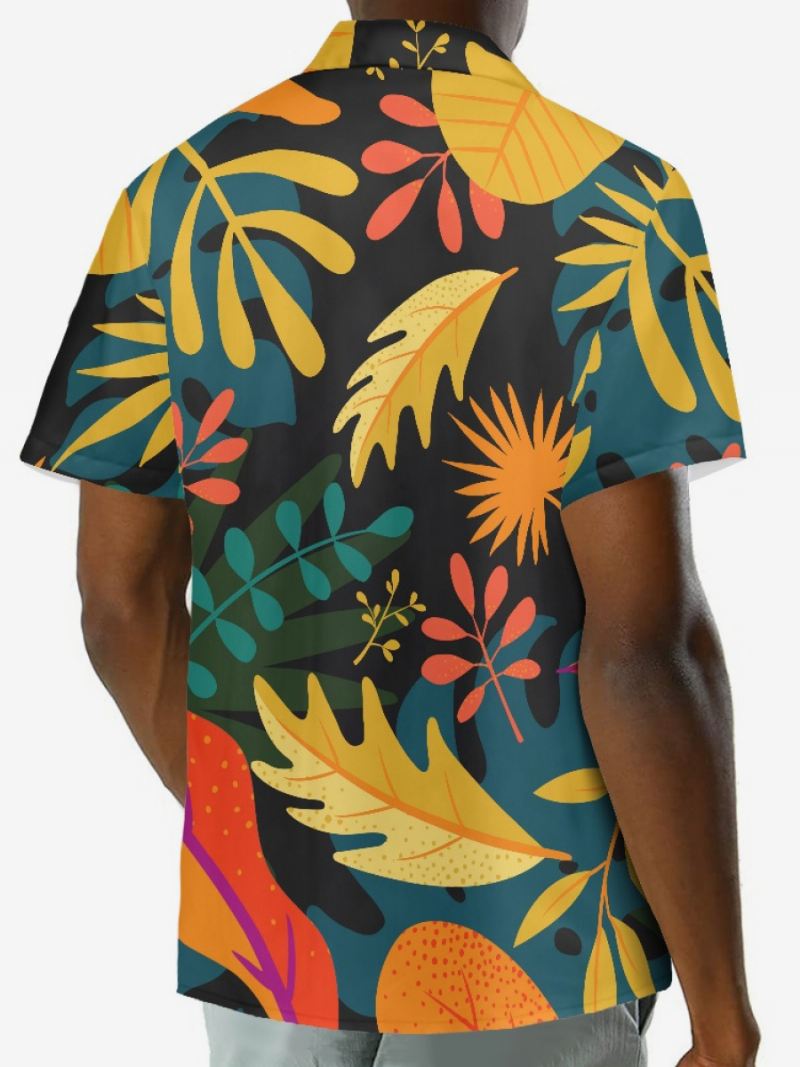 Hawaii-shirt Met Korte Mouwen Heren Hawaii-vakantietop Tropische Print - Zwart