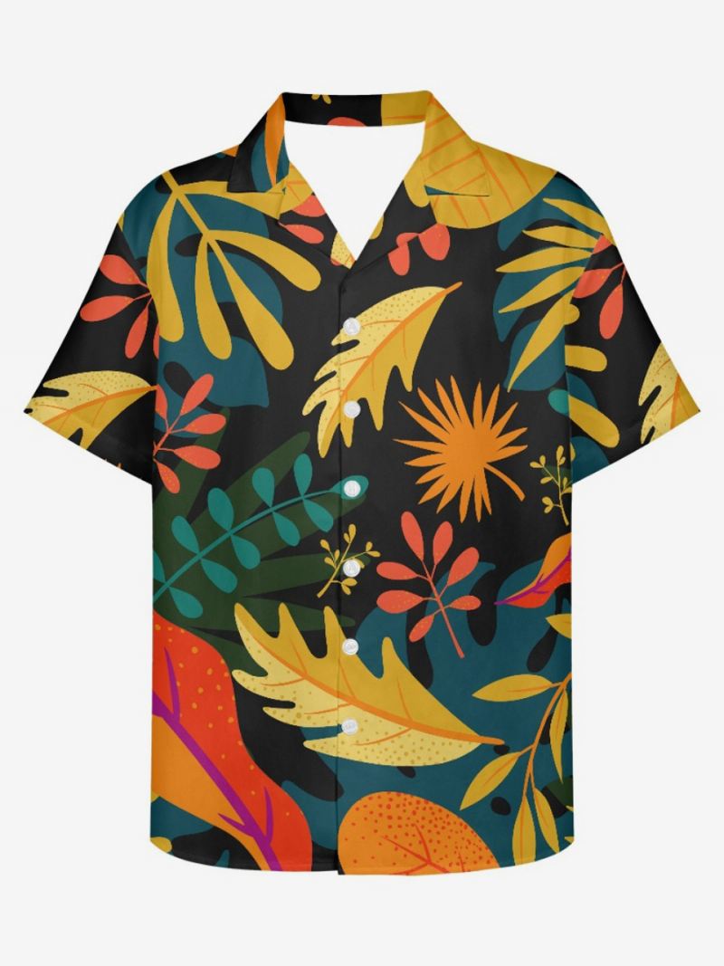 Hawaii-shirt Met Korte Mouwen Heren Hawaii-vakantietop Tropische Print - Zwart