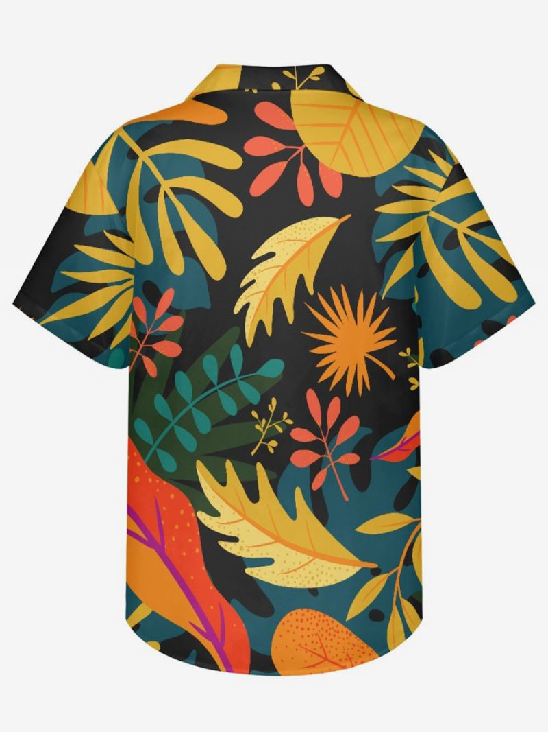 Hawaii-shirt Met Korte Mouwen Heren Hawaii-vakantietop Tropische Print - Zwart