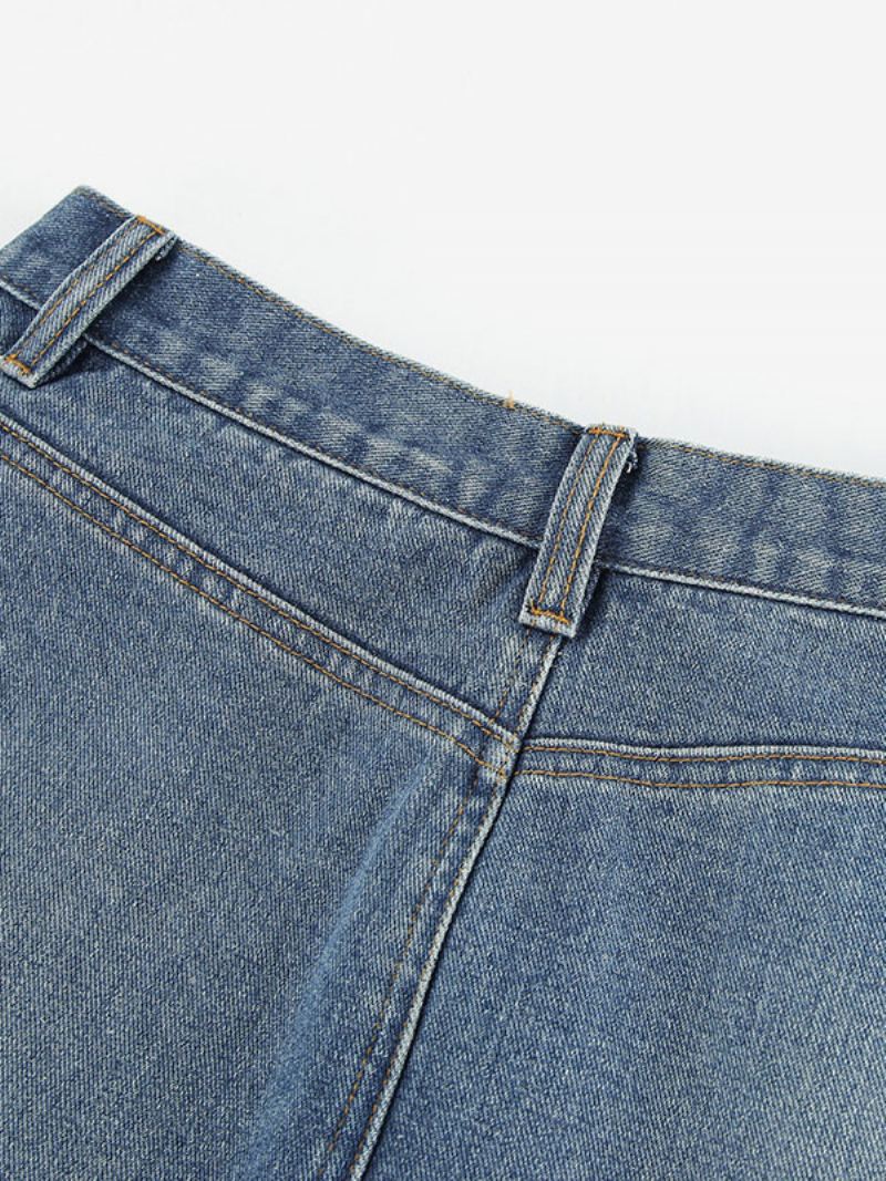 Damesrok Blauwe Franje Denim Lange Damesbroeken - Blauw