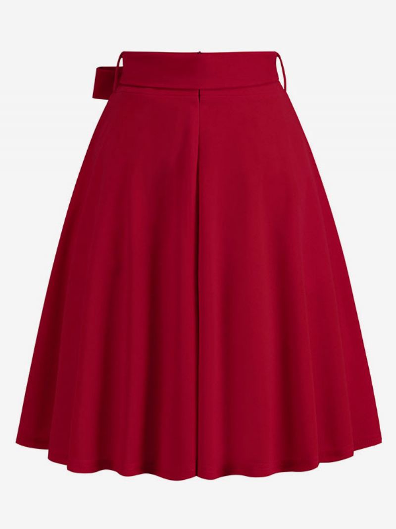 Korte Rok Dames Bogen Verhoogde Taille Gelaagde Vintage Bodems - Rood