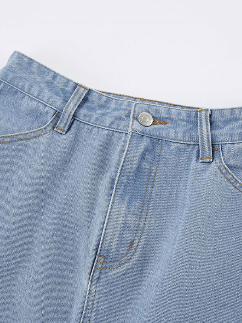 Rok Dames Blauwe Knopen Denim Lange Damesbroeken - Blauw