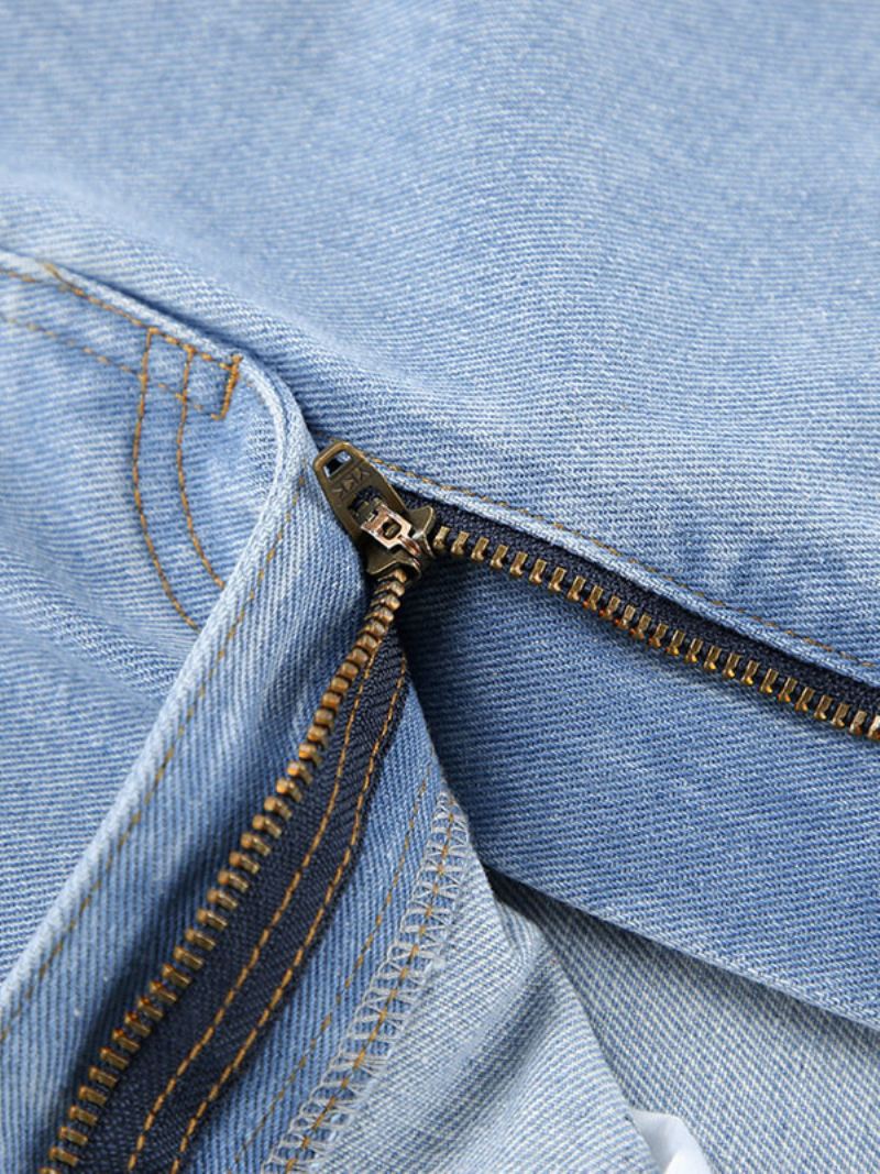 Rok Dames Blauwe Knopen Denim Lange Damesbroeken - Blauw