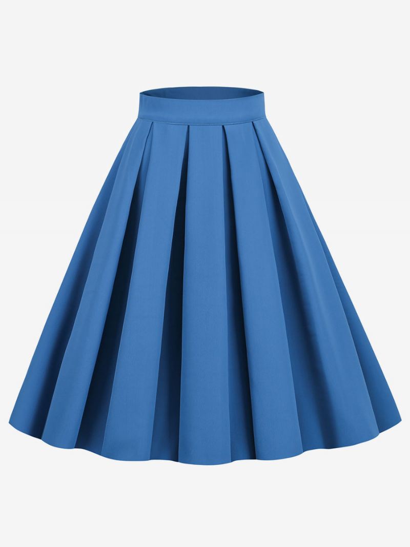 Rok Dames Donker Marineblauw Geplooide Damesbroek Met Verhoogde Taille - Blauw