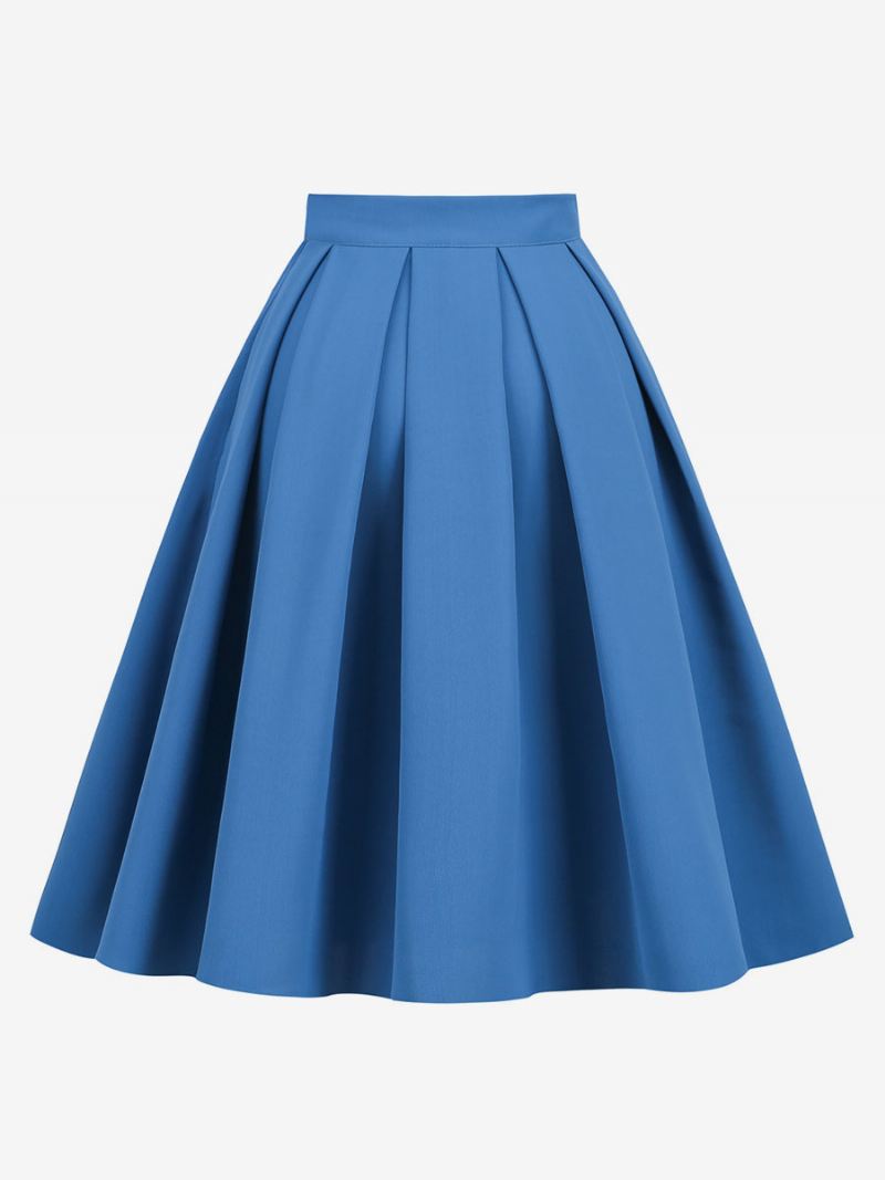 Rok Dames Donker Marineblauw Geplooide Damesbroek Met Verhoogde Taille - Blauw