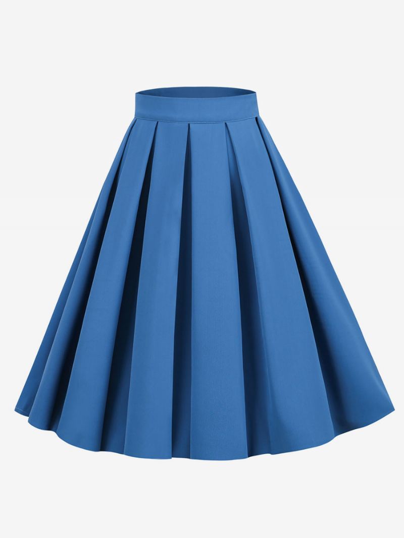 Rok Dames Donker Marineblauw Geplooide Damesbroek Met Verhoogde Taille - Blauw