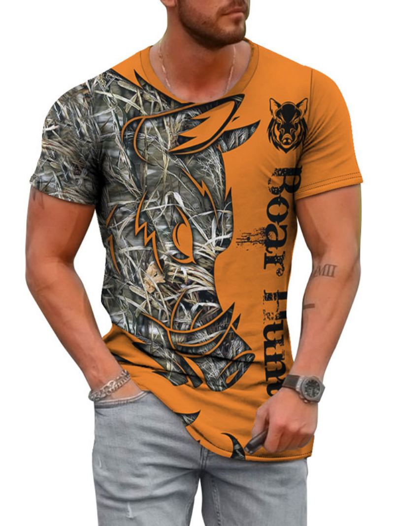 Heren-t-shirts Casual Met Sieraad Kleurblok Korte Mouwen - Geel