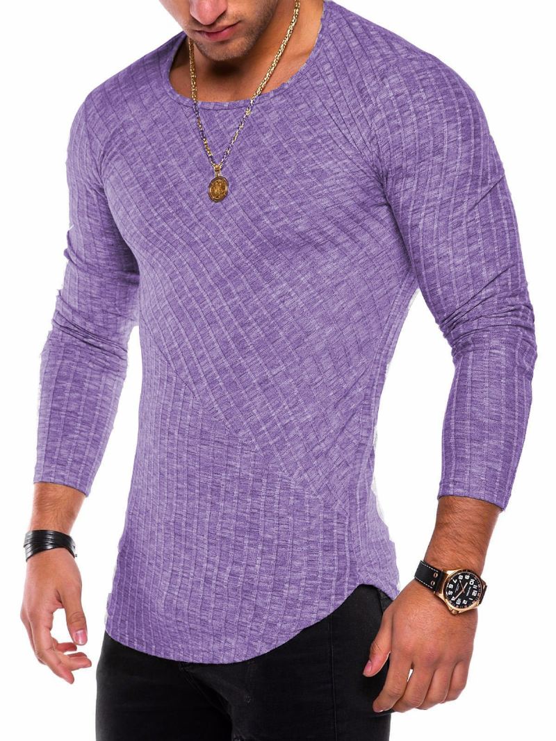 Heren T-shirts Casual Met Sieraad Lange Mouwen - Violet