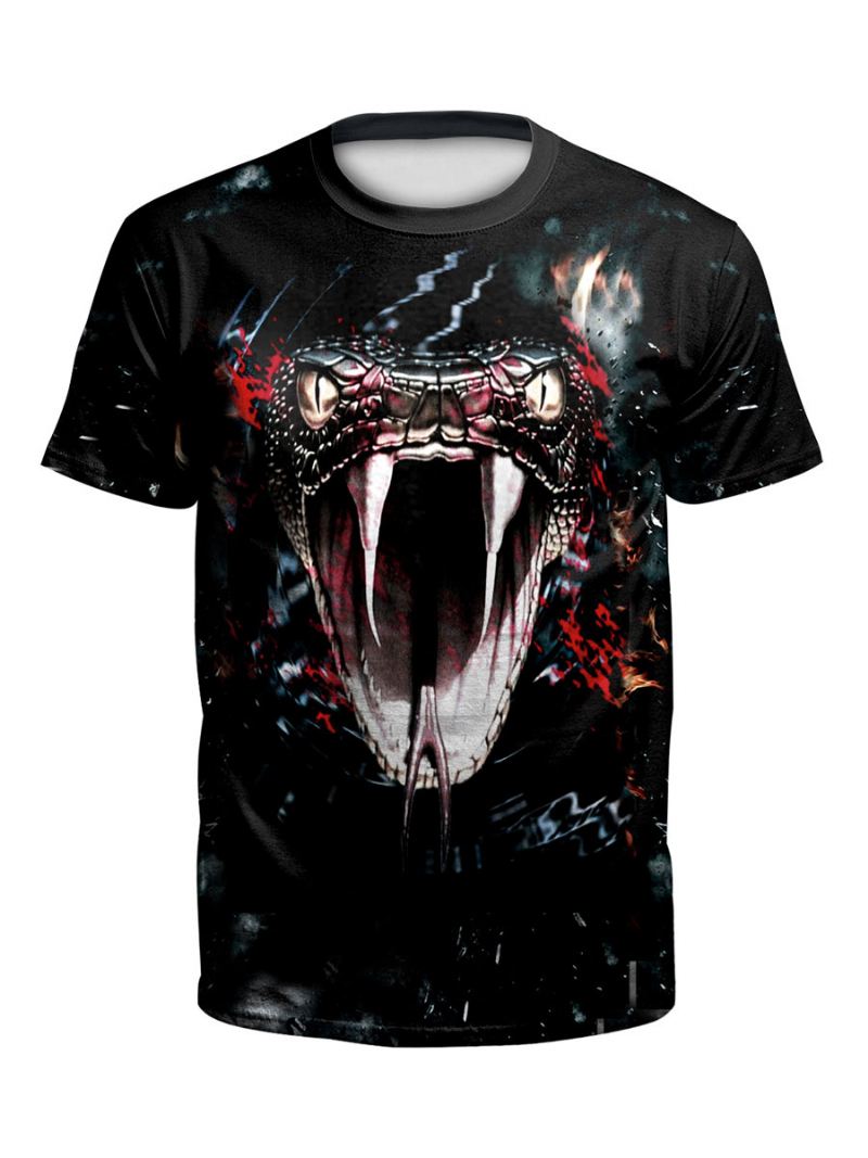 T-shirts Mannen Eng Halloween-slangpatroon Met Juweelhals Skelet Korte Mouwen Blouse