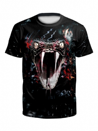 T-shirts Mannen Eng Halloween-slangpatroon Met Juweelhals Skelet Korte Mouwen Blouse