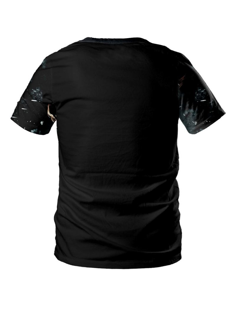 T-shirts Mannen Eng Halloween-slangpatroon Met Juweelhals Skelet Korte Mouwen Blouse - Grijs