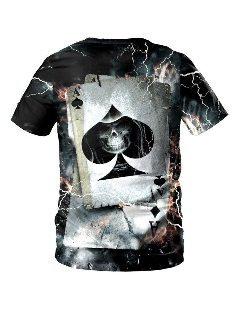 T-shirts Mannen Eng Halloween-slangpatroon Met Juweelhals Skelet Korte Mouwen Blouse - Wit