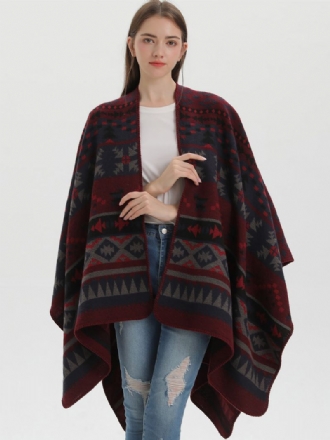 Boheemse Vrouwen Cape Geometrische Oversized Herfst-winterponcho