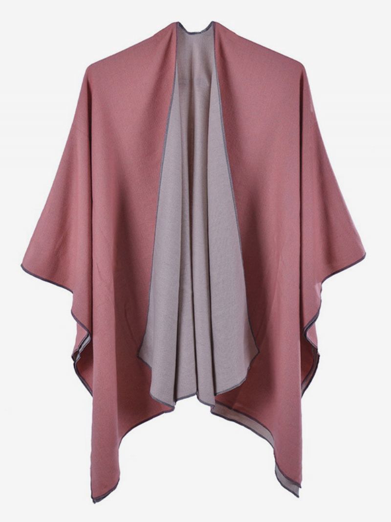 Dames Cape Color Block Oversized Dagelijks Casual Herfst Winter Poncho - Roze