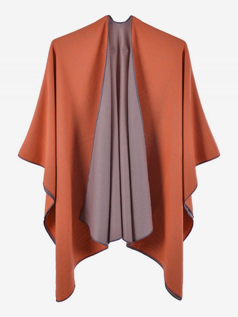 Dames Cape Color Block Oversized Dagelijks Casual Herfst Winter Poncho - Oranje