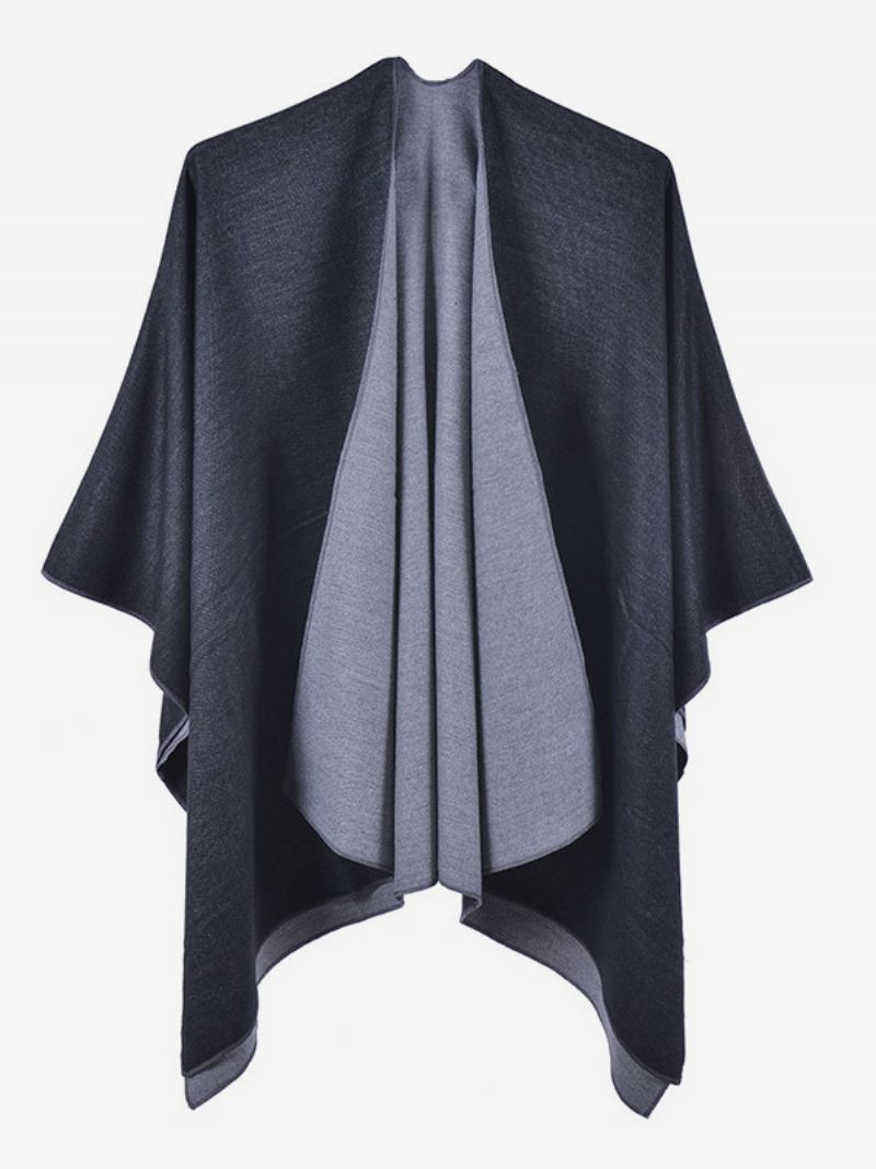 Dames Cape Color Block Oversized Dagelijks Casual Herfst Winter Poncho - Zwart