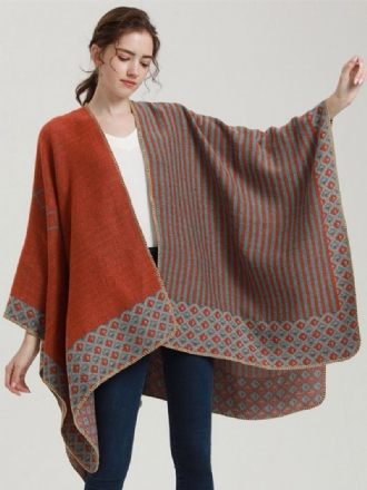 Dames Cape Geometrisch Kleurenblok Dagelijks Casual Herfst Winter Poncho