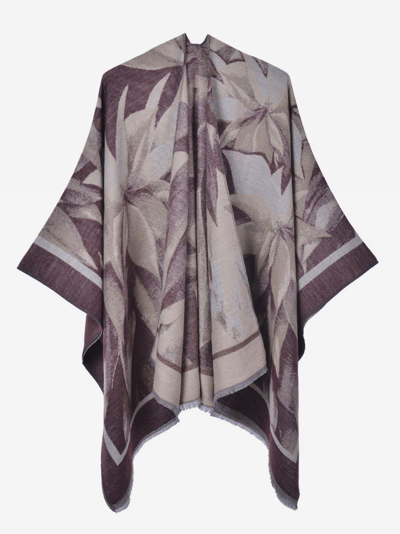 Dames Cape Klassieke Bloemenprint Oversized Casual Dagelijkse Poncho - Fuchsia