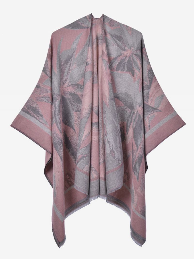 Dames Cape Klassieke Bloemenprint Oversized Casual Dagelijkse Poncho - Roze