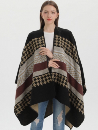 Dames Cape Plaid Kleurblok Dagelijks Casual Herfst Winter Poncho