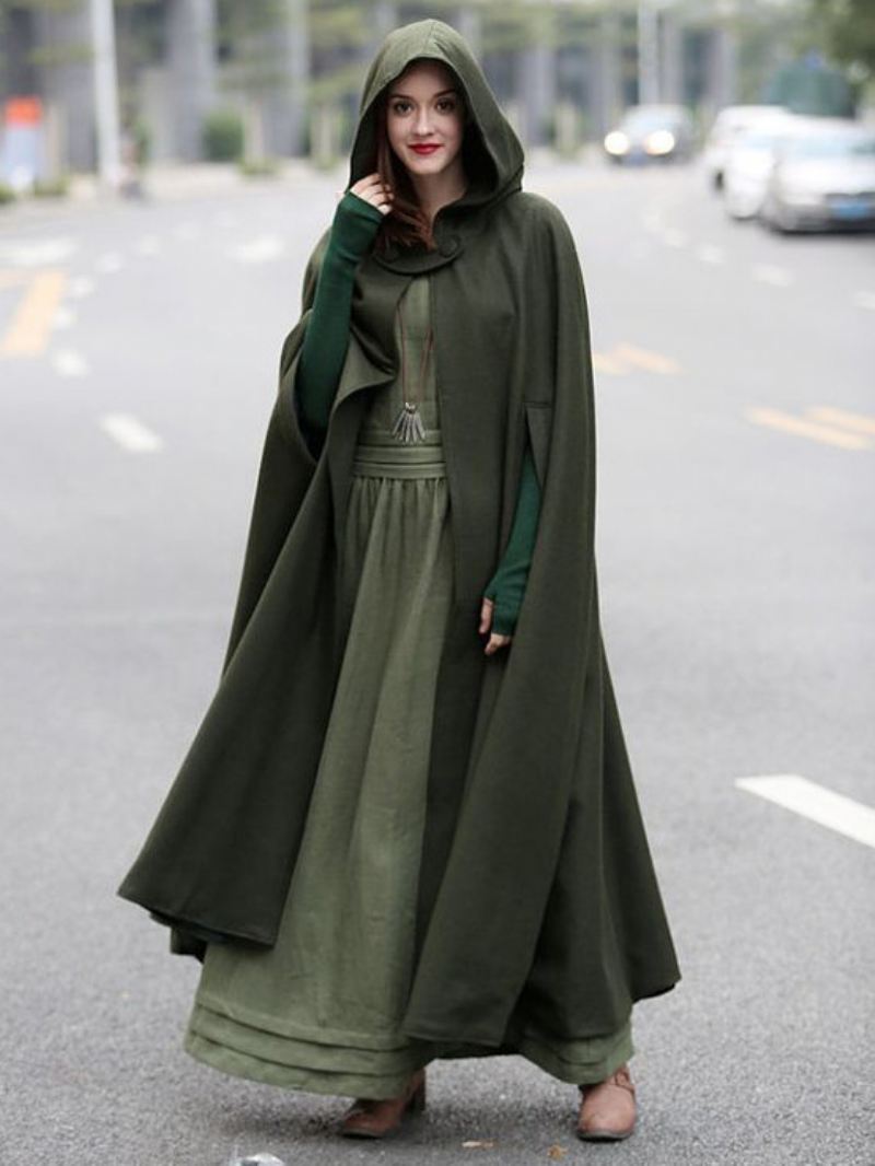 Dames Poncho Met Capuchon Hunter Groene Oversized Cape