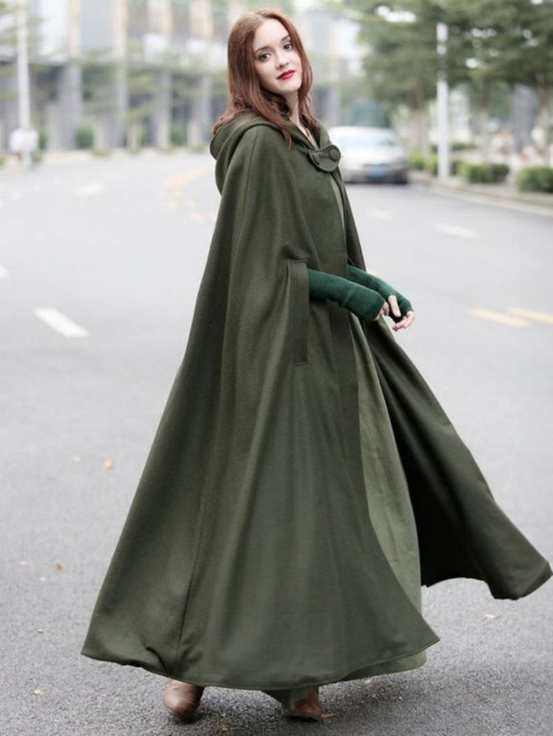 Dames Poncho Met Capuchon Hunter Groene Oversized Cape - Jagergroen