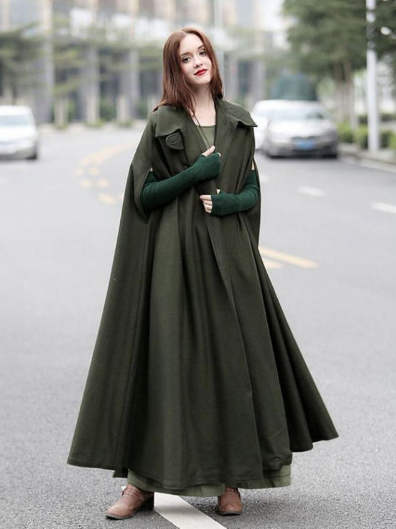 Dames Poncho Met Capuchon Hunter Groene Oversized Cape - Jagergroen