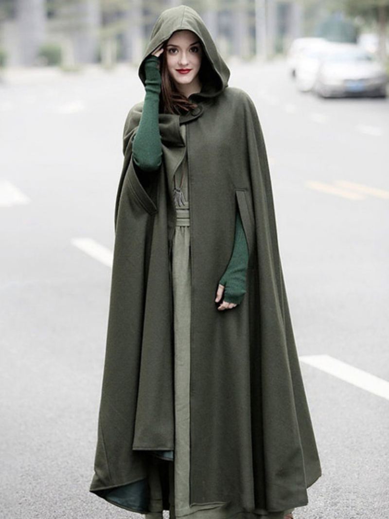 Dames Poncho Met Capuchon Hunter Groene Oversized Cape - Jagergroen