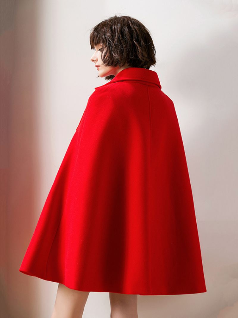 Dames Rode Poncho Oversized Capejas Winterbovenkleding - Rood