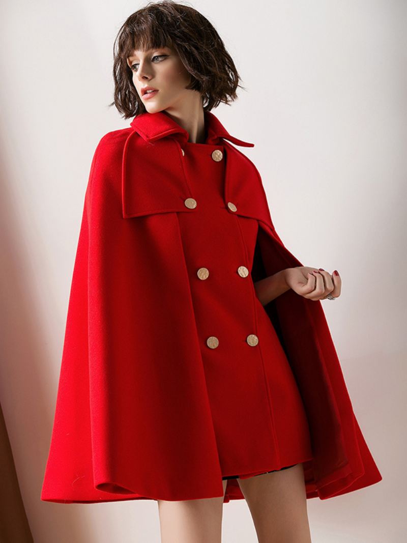 Dames Rode Poncho Oversized Capejas Winterbovenkleding - Rood