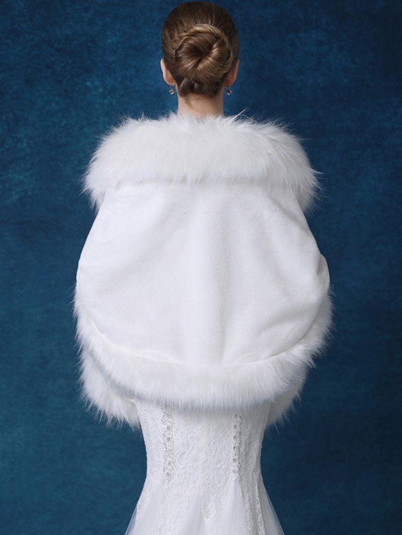 Damesbruiloftomslagdoek Imitatiebont Witte Bruidswintercover-ups - Wit