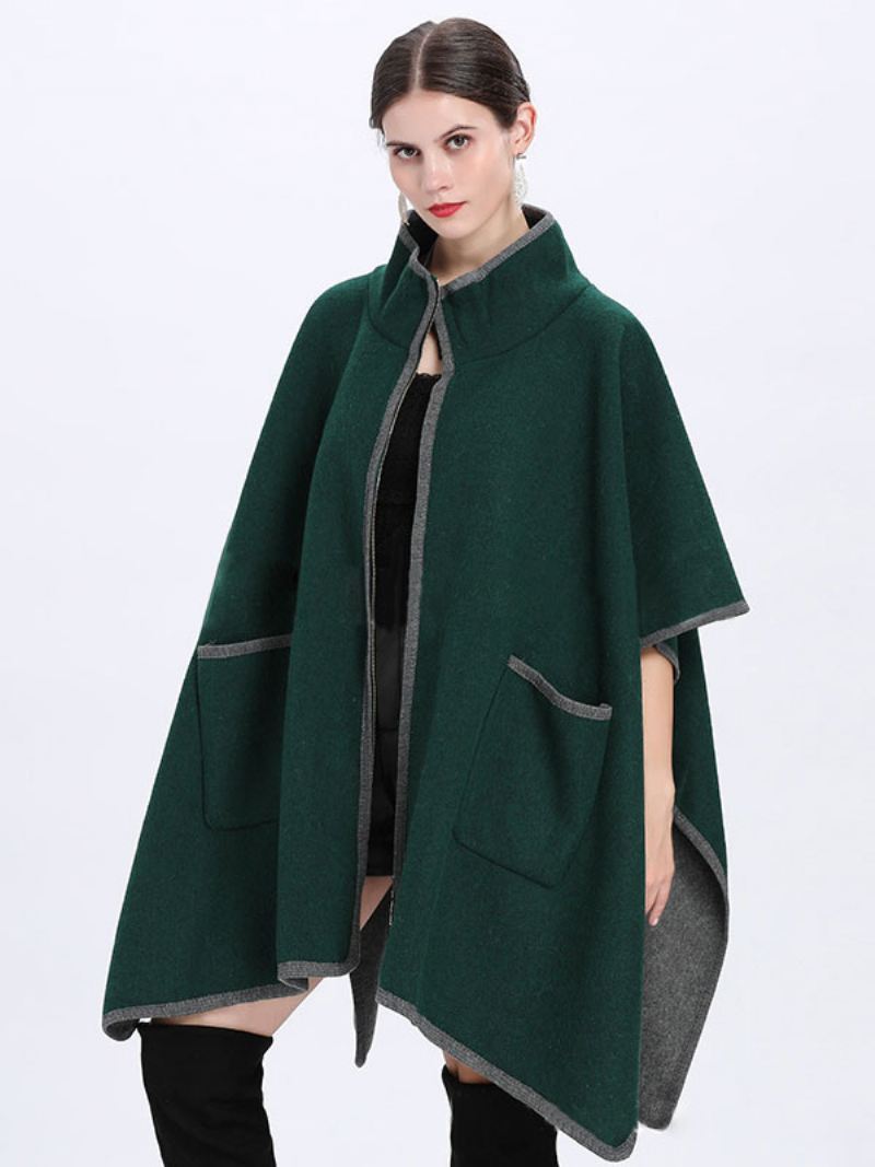 Damesponcho-jas Oversized Cape Spring Outerwear - Donkergroen