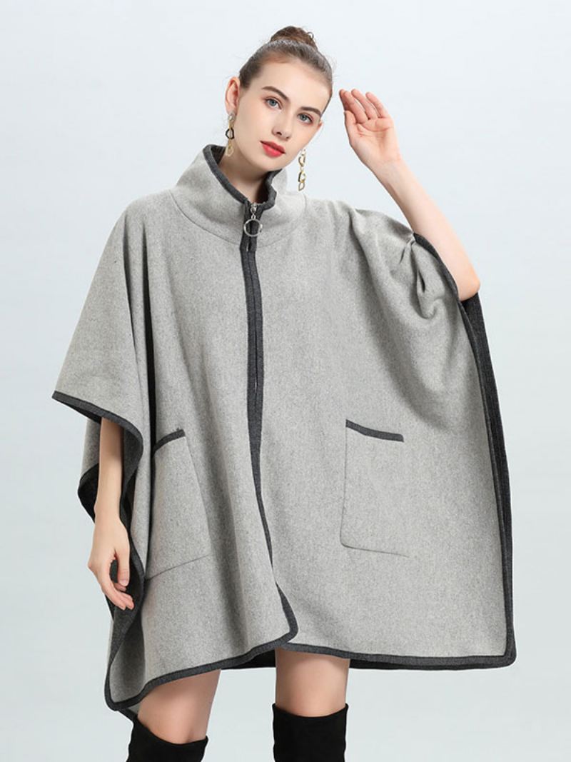 Damesponcho-jas Oversized Cape Spring Outerwear - Lichtgrijs