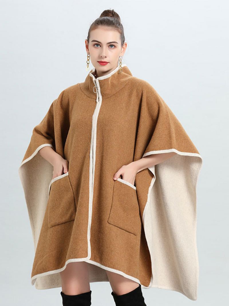 Damesponcho-jas Oversized Cape Spring Outerwear - Camel