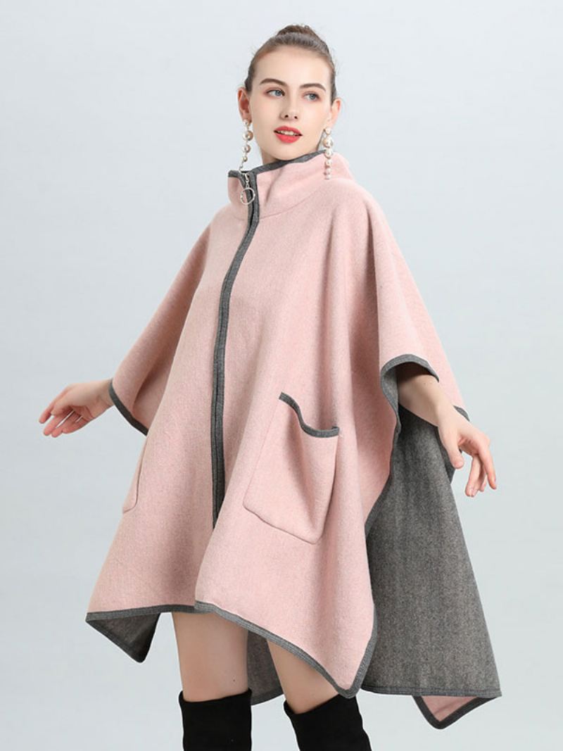 Damesponcho-jas Oversized Cape Spring Outerwear - Roze