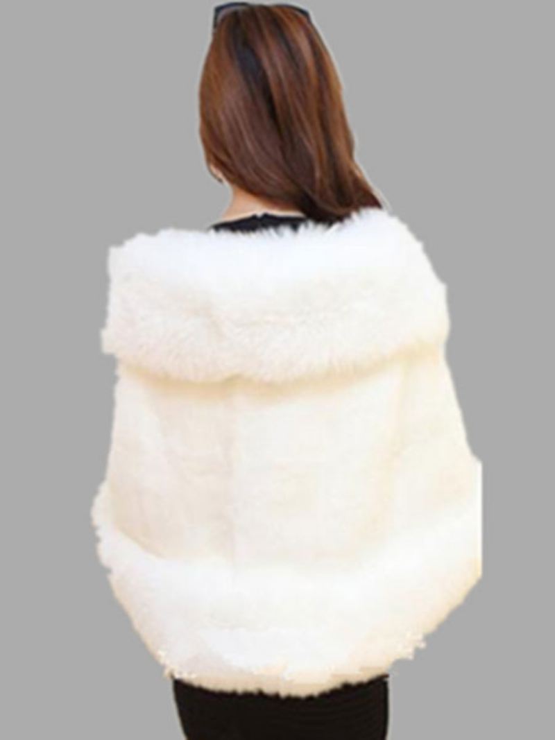 Imitatiebont Wikkelsjaal Witte Poncho Wintercapejas Dames - Wit