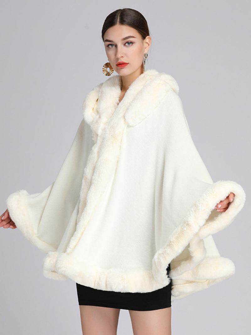 Kerstmantel Cape Poncho-jas Met Capuchon Imitatiebont Dames