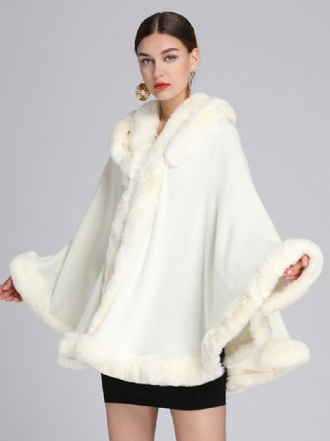 Kerstmantel Cape Poncho-jas Met Capuchon Imitatiebont Dames