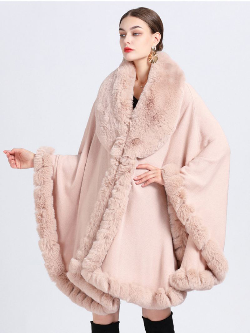 Mantel Cape Namaakbont Bruid Wraps Poncho Jas Dames - Roze