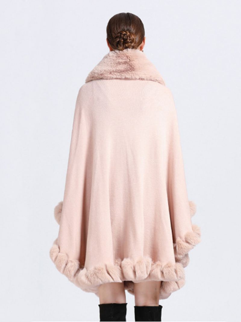 Mantel Cape Namaakbont Bruid Wraps Poncho Jas Dames - Roze