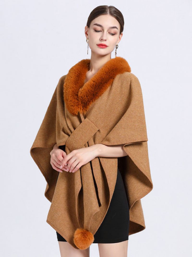 Mantel Cape Namaakbont Sjaal Wraps Herfst Bovenkleding Dames - Camel