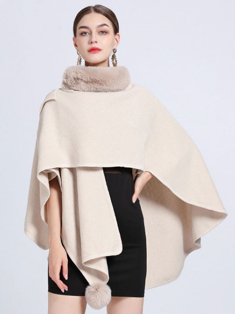 Mantel Cape Namaakbont Sjaal Wraps Herfst Bovenkleding Dames - Beige