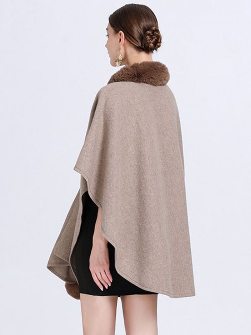 Mantel Cape Namaakbont Sjaal Wraps Herfst Bovenkleding Dames - Kaki