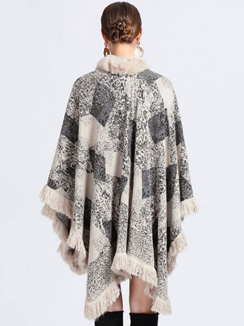 Mantel Cape Namaakbont Wraps Sjaal Lente Poncho Jas Dames - Beige