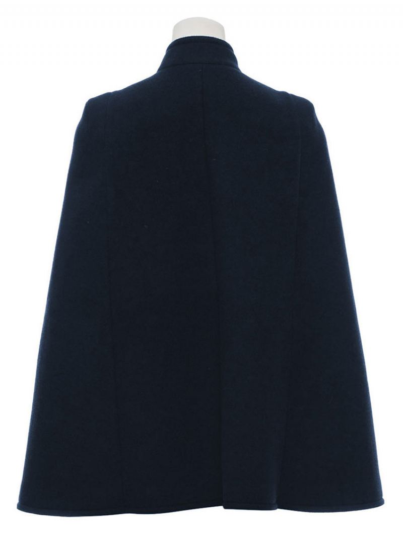 Militaire Jas Cape-poncho Met Dubbele Rij Knopen Dames - Donker Marine