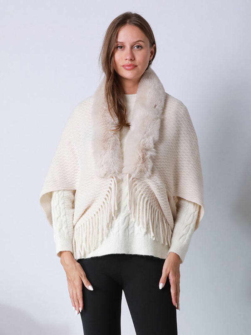 Oversized Cape Met Ponchomouwen Franjes Dames