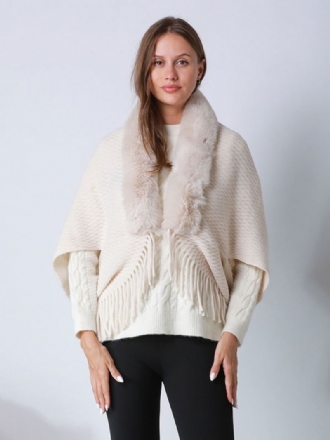 Oversized Cape Met Ponchomouwen Franjes Dames