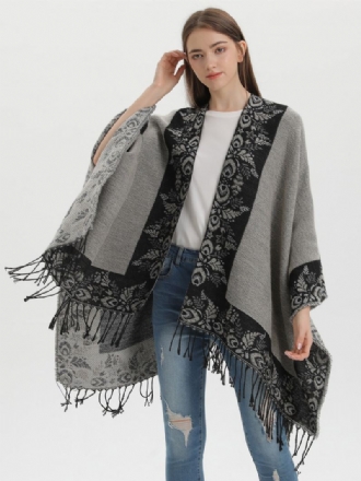 Oversized Herfst-winterponcho's Dames Met Boheemse Franjes Cape